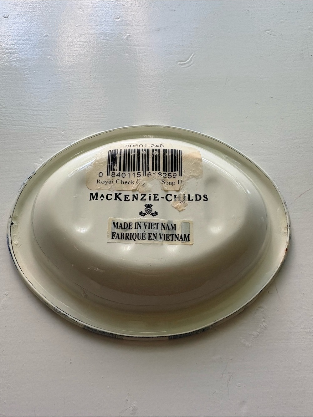 Mackenzie Childs Royal Check Oval Soap Dish Trinket Dish - Picture 4 of 5